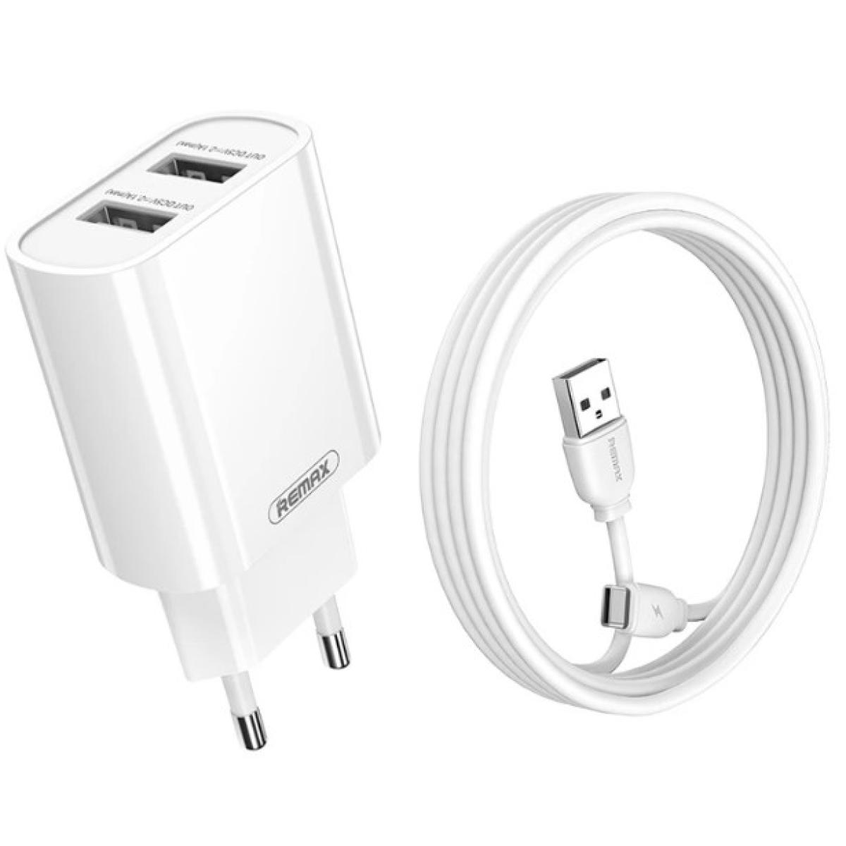 Remax Power Adapter 2 ports with USB-C to C Cable Remax Power Adapter 2 ports with USB-C to C Cable